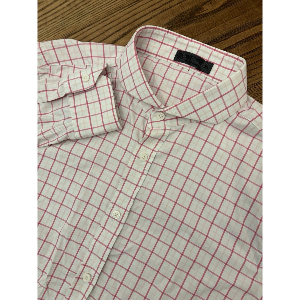 G/FORE‎ Men's XL Pink Tattersall Plaid Woven Tailored Fit Long Sleeve Shirt